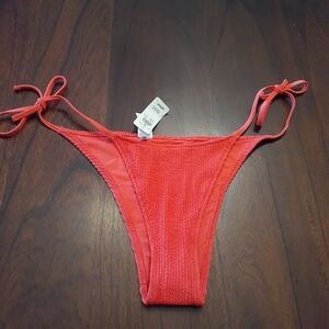 NWT Aerie Women's Pink Ruffled Textured Cheekiest Bikini Bottoms UPF 50
